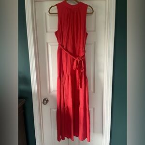 Anne Pink Sleeveless Maxi Dress with Tie Waist